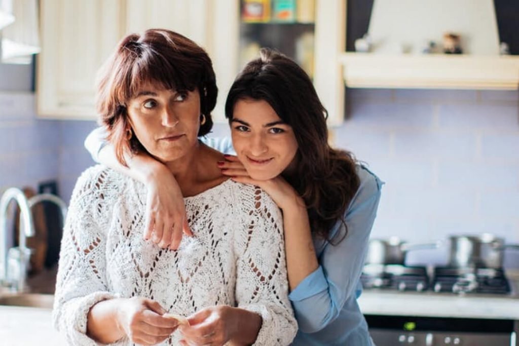 mom and daughter baking